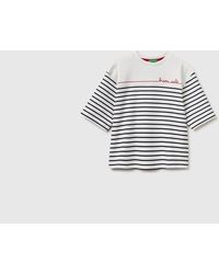 Benetton - Benetton, Sailor Striped T-Shirt With Embroidery - Lyst