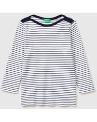 Benetton - Benetton, Striped T-Shirt With Boat Neck - Lyst