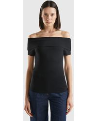 Benetton - Slim-fit T-shirt With Bare Shoulders - Lyst