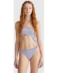 Benetton - Benetton, Bañador De Una Pieza A Rayas Con Lúrex, Azul, Mujer - Lyst