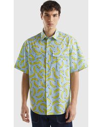 Benetton - Light Blue Shirt With Banana Pattern - Lyst