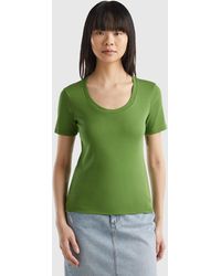 Benetton - Kurzärmeliges T-shirt Aus Langfaser-baumwolle - Lyst