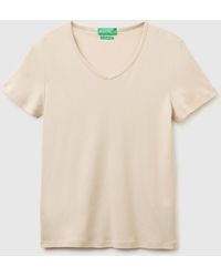 Benetton - Benetton, Slim Fit T-Shirt With V-Neck - Lyst