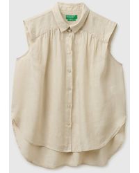 Benetton - Benetton, 100% Linen Sleeveless Blouse - Lyst