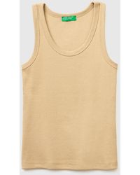 Benetton - Benetton, Wide-Neck Ribbed Tank Top - Lyst