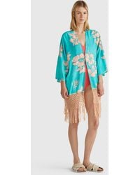 Benetton - Benetton, Kimono Sweater With Floral Print - Lyst