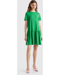 Benetton - Short Dress In Long Fiber Cotton - Lyst