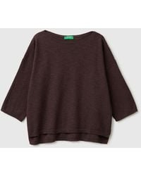 Benetton - Benetton, Boxy Fit Linen Blend Sweater - Lyst