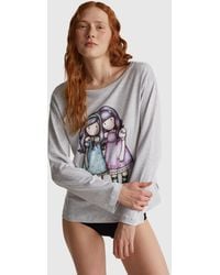 Benetton - Benetton, Maglia Con Stampa Santoro Gorjuss, Taglia, Grigio Chiaro, Donna - Lyst