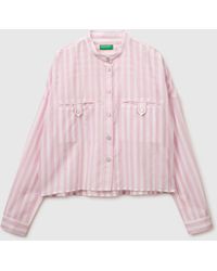 Benetton - Benetton, Striped Shirt With Mandarin Collar - Lyst