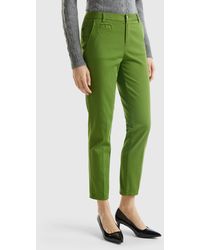 Benetton - Army Green Slim Fit Cotton Chinos - Lyst