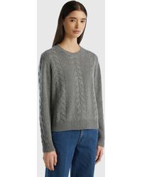 Benetton - Cable Knit Sweater In Pure Cashmere - Lyst