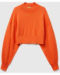 Benetton - Benetton, Maglia Lupetto Cropped, Taglia, Arancione, Donna - Lyst