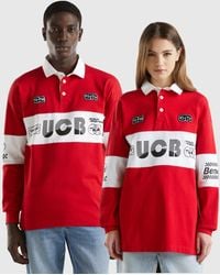 Benetton - Polo De Rugby Rouge - Lyst