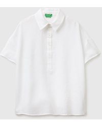 Benetton - Benetton, 100% Linen Short-Sleeved Blouse - Lyst