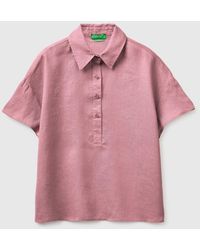 Benetton - Benetton, 100% Linen Short-Sleeved Blouse - Lyst