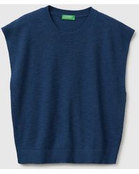 Benetton - Benetton, Sleeveless Linen Blend Sweater - Lyst