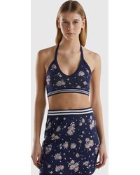 Benetton - Cropped Top In Floral Knit - Lyst
