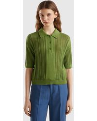 Benetton - Crochet Knit Polo Shirt - Lyst