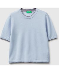 Benetton - Benetton, 100% Merino Wool Short-Sleeved Shirt - Lyst