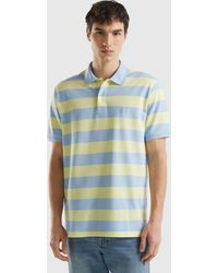 Benetton - Polo With Sky Blue And Light Yellow Stripes - Lyst