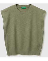 Benetton - Benetton, Sleeveless Linen Blend Sweater - Lyst
