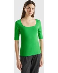 Benetton - Fitted Stretch Cotton T-shirt - Lyst