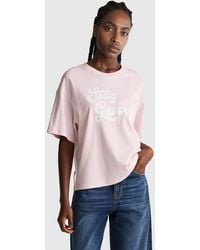 Benetton - Benetton, Maglietta Con Stampa Slogan, Taglia, Rosa Tenue, Donna - Lyst
