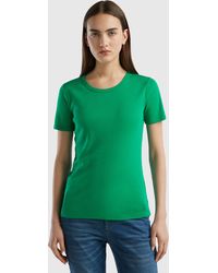 Benetton - T-shirt Aus Langfaseriger Baumwolle - Lyst