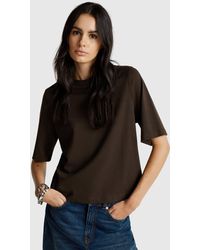 Benetton - Benetton, T-Shirt Boxy Fit 100% Cotone, Taglia, Marrone, Donna - Lyst
