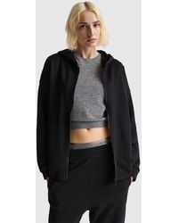 Benetton - Benetton, Sudadera Con Capucha Y Cremallera 100 Algodón, Talla, Negro, Mujer - Lyst