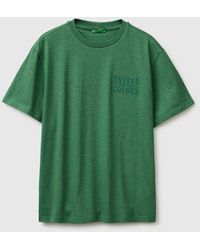 Benetton - Benetton, Melange T-Shirt With Logo - Lyst