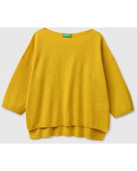 Benetton - Benetton, Boxy Fit Linen Blend Sweater - Lyst