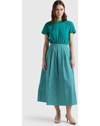 Benetton - Long Dress With Printed Skirt - Lyst