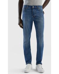 Benetton - Five Pocket Slim Fit Jeans - Lyst