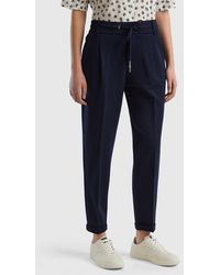 Benetton - Yarn Dyed Trousers With Drawstring - Lyst