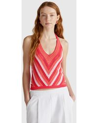 Benetton - Benetton, Haut Rayé Au Crochet, Femme - Lyst