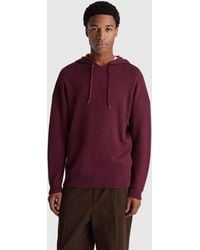 Benetton - Benetton, Sudadera Con Capucha De Corte Relajado, Talla, Burdeos, Hombre - Lyst