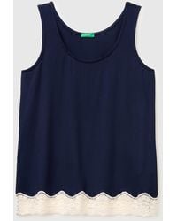 Benetton - Benetton, Flowing Tank Top With Lace - Lyst