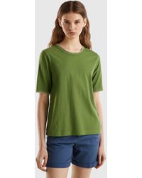 Benetton - Camiseta De Algodón Con Cuello Redondo - Lyst