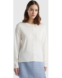 Benetton - Crew Neck Cardigan With Buttons - Lyst