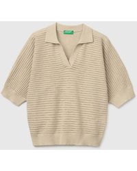Benetton - Benetton, Perforated Polo Shirt - Lyst
