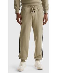 Benetton - Sage Green Joggers With Stripes - Lyst