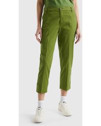 Benetton - Cropped Chinos In Stretch Cotton - Lyst
