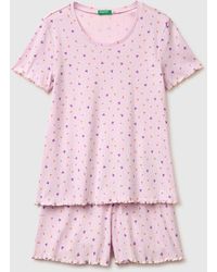 Benetton - Benetton, Ribbed Patterned Short Pyjamas - Lyst