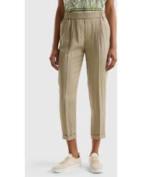 Benetton - Cuffed Trousers In Sustainable Viscose Blend - Lyst