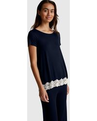 Benetton - Benetton, Short Sleeve Top With Lace - Lyst