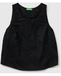 Benetton - Benetton, Tank Top With Floral Embroidery - Lyst