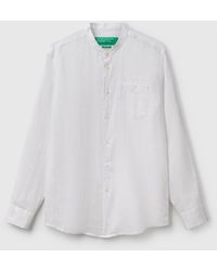 Benetton - Benetton, Linen Short With Mandarin Collar - Lyst