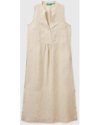Benetton - Benetton, Long Dress 100% Linen - Lyst